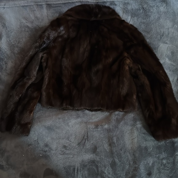 Dark Brown Cropped Real Fur Jacket - Picture 7 of 7